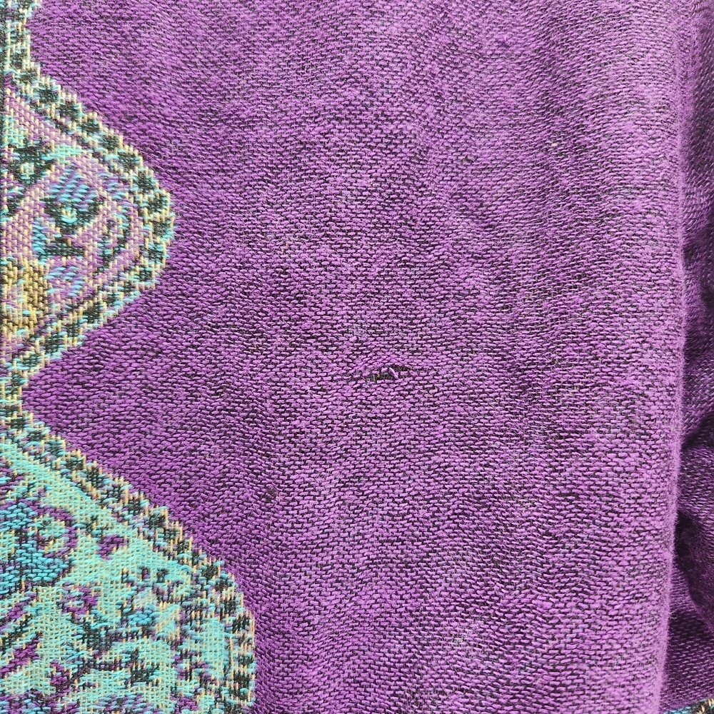 Soft Surroundings Embroidered Wool Open Front Blanket Style Boho Cardigan Size M - Picture 12 of 15